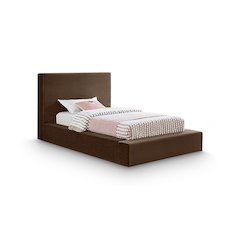 Dorian Brown Velvet Twin Bed