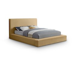 Dorian Camel Velvet Queen Bed