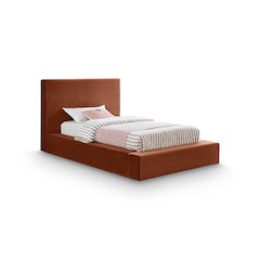 Dorian Cognac Velvet Twin Bed