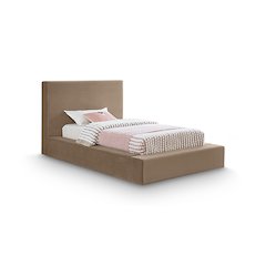 Dorian Taupe Velvet Twin Bed