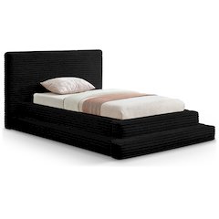 Drew Black Corduroy Fabric Twin Bed