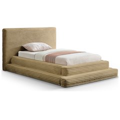 Drew Camel Corduroy Fabric Twin Bed