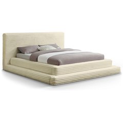 Drew Cream Corduroy Fabric Queen Bed