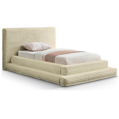 Drew Cream Corduroy Fabric Twin Bed
