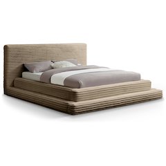 Drew Taupe Corduroy Fabric Queen Bed
