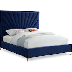 Eclipse Navy Velvet Queen Bed