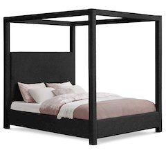 Eden Black Boucle Fabric Queen Bed