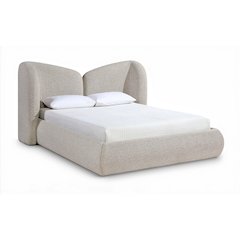 Elowen Beige Chenille Fabric Upholstered King Bed