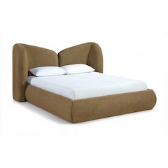 Elowen Brown Chenille Fabric Upholstered Queen Bed