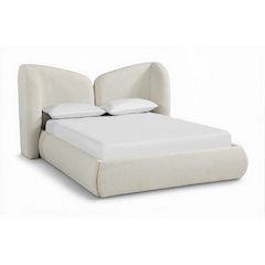 Elowen Cream Chenille Fabric Upholstered King Bed