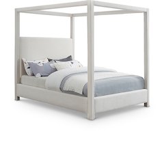 Emerson Cream Linen Textured Fabric King Bed