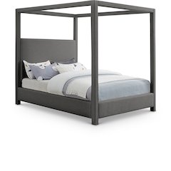 Emerson Grey Linen Textured Fabric King Bed