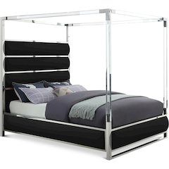 Encore Black Vegan Leather Queen Bed