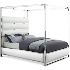 Encore White Vegan Leather King Bed