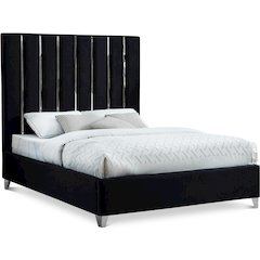Enzo Black Velvet Queen Bed