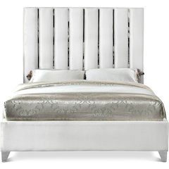 Enzo White Velvet Full Bed