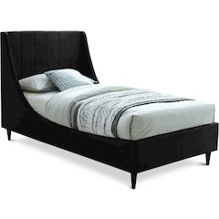 Eva Black Velvet Twin Bed