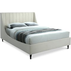 Eva Cream Velvet Queen Bed