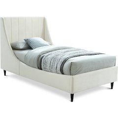 Eva Cream Velvet Twin Bed
