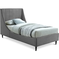 Eva Grey Velvet Twin Bed