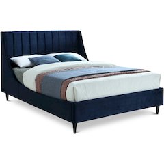 Eva Navy Velvet Queen Bed