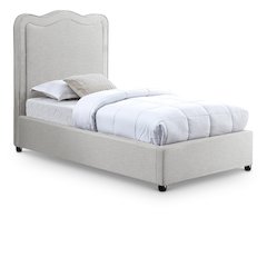 Felix Cream Linen Textured Fabric Twin Bed