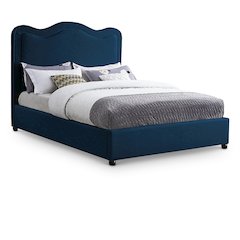 Felix Navy Linen Textured Fabric King Bed