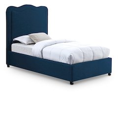 Felix Navy Linen Textured Fabric Twin Bed
