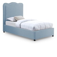 Felix Light Blue Linen Textured Fabric Twin Bed