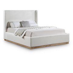 Flynn Cream Linen Textured Fabric King Bed