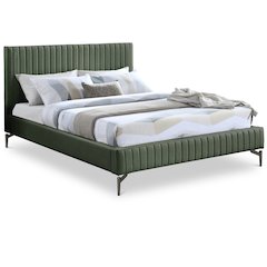 Gallo Green Vegan Leather Queen Bed