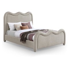 Gavin Beige Chenille Fabric King Bed