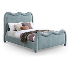 Gavin Blue Chenille Fabric King Bed