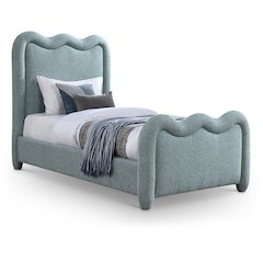 Gavin Blue Chenille Fabric Twin Bed