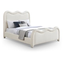 Gavin Cream Chenille Fabric Queen Bed
