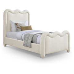 Gavin Cream Chenille Fabric Twin Bed
