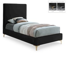 Geri Black Velvet Twin Bed