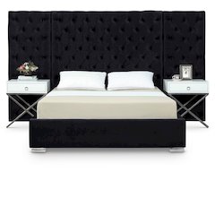Grande Black Velvet King Bed
