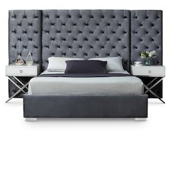 Grande Grey Velvet King Bed