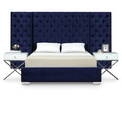 Grande Navy Velvet King Bed