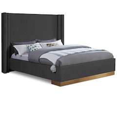 Halton Black Boucle Fabric King Bed