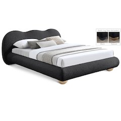 Hyde Black Boucle Fabric King Bed