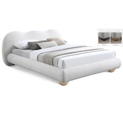 Hyde Cream Boucle Fabric Queen Bed
