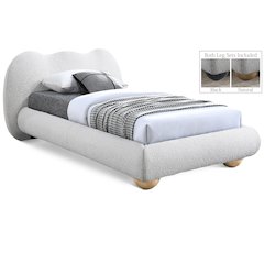 Hyde Cream Boucle Fabric Twin Bed
