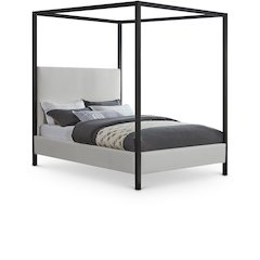 James Cream Linen Textured Fabric Queen Bed