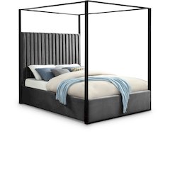 Jax Grey Velvet Queen Bed