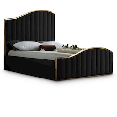 Jolie Black Velvet Queen Bed