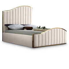 Jolie Cream Velvet Queen Bed