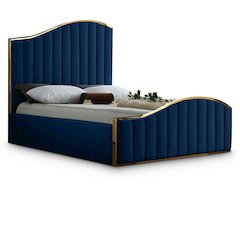 Jolie Navy Velvet King Bed