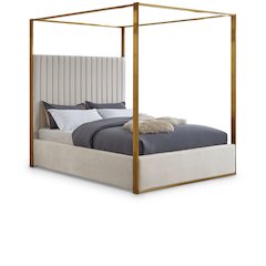Jones Cream Velvet Queen Bed